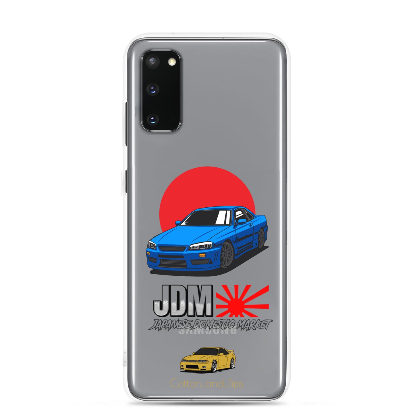 Blue R34 Skyline Cover with Japanese Flag Background (JDM) Samsung® S10 - S22 Ultra