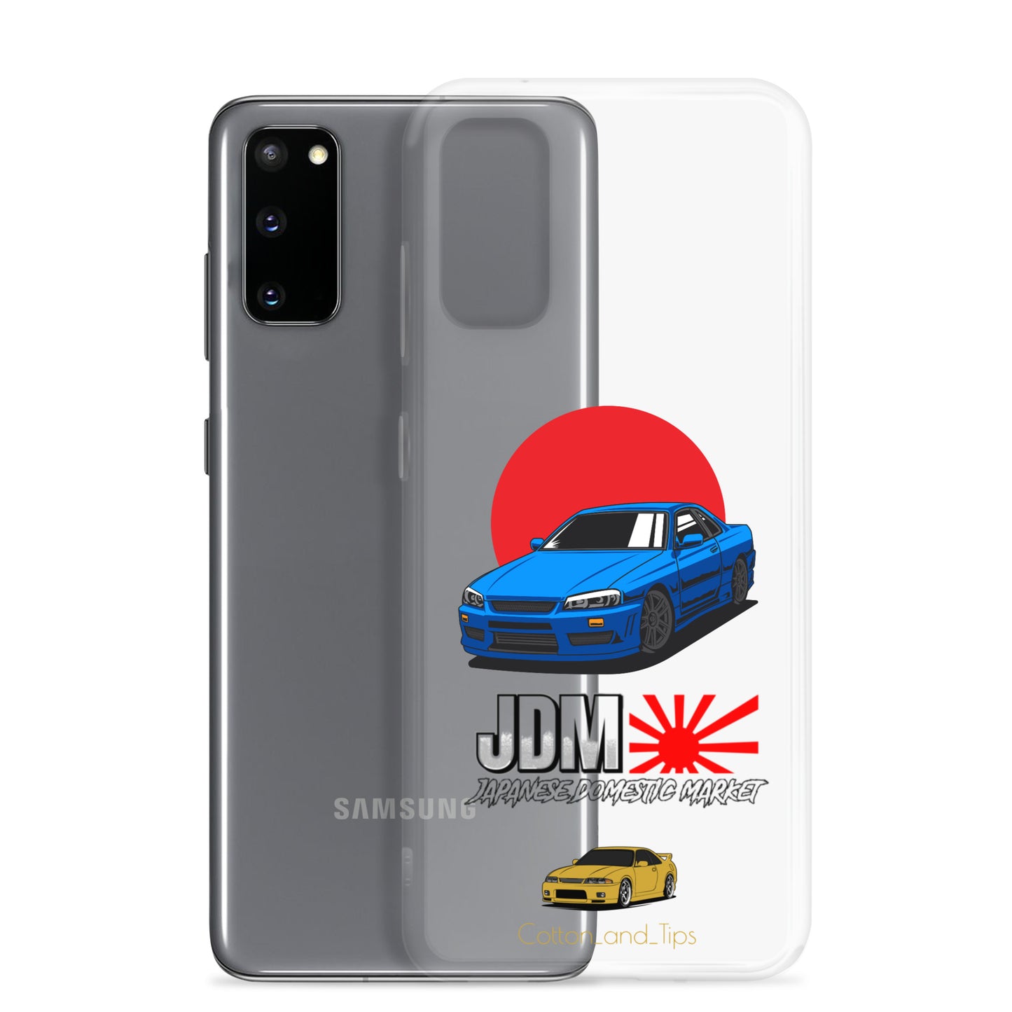 Blue R34 Skyline Cover with Japanese Flag Background (JDM) Samsung® S10 - S22 Ultra