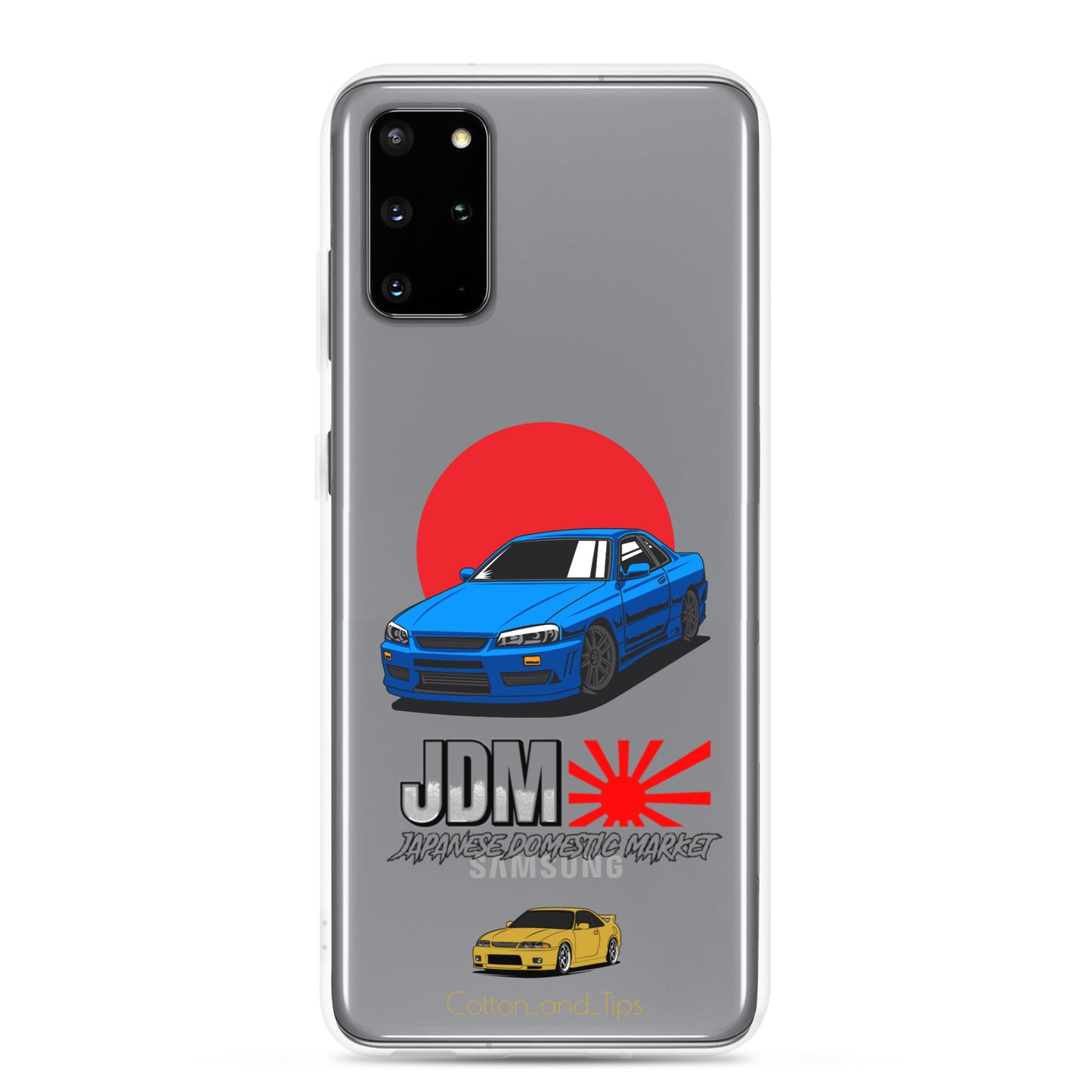 Blue R34 Skyline Cover with Japanese Flag Background (JDM) Samsung® S10 - S22 Ultra