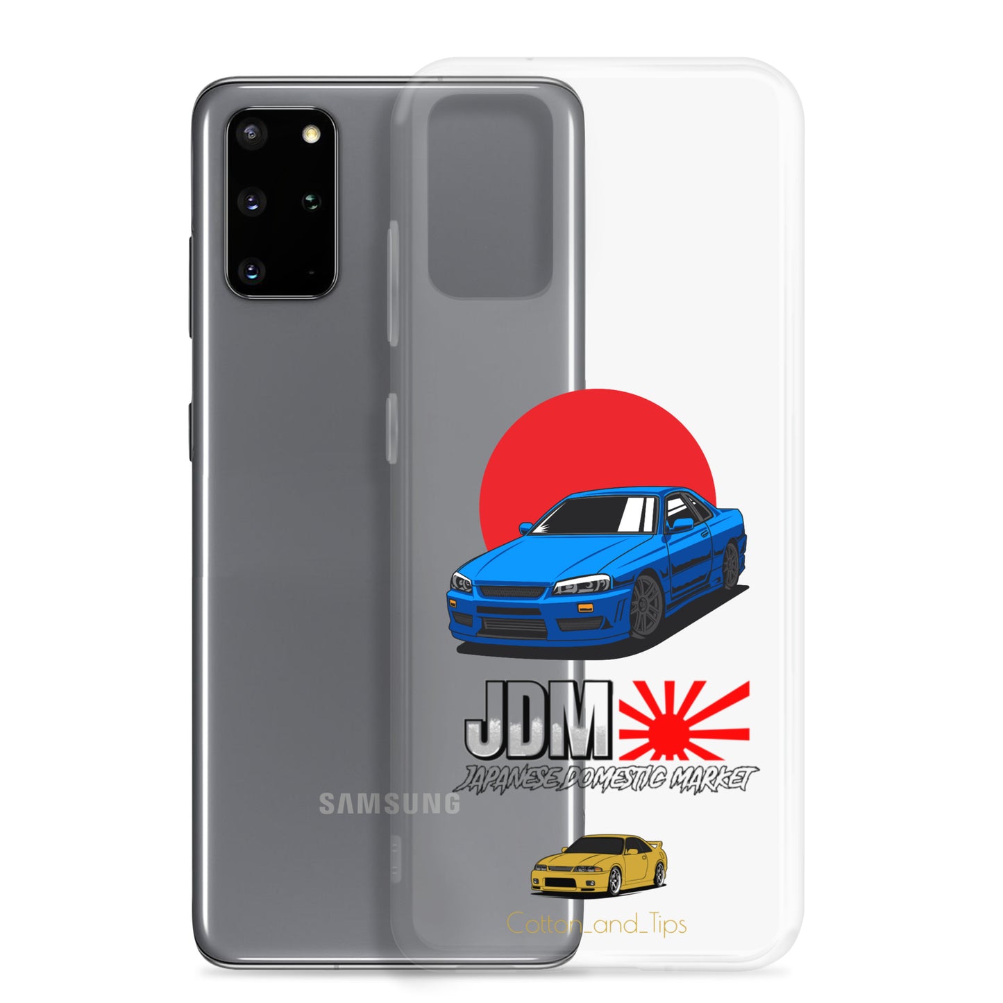 Blue R34 Skyline Cover with Japanese Flag Background (JDM) Samsung® S10 - S22 Ultra