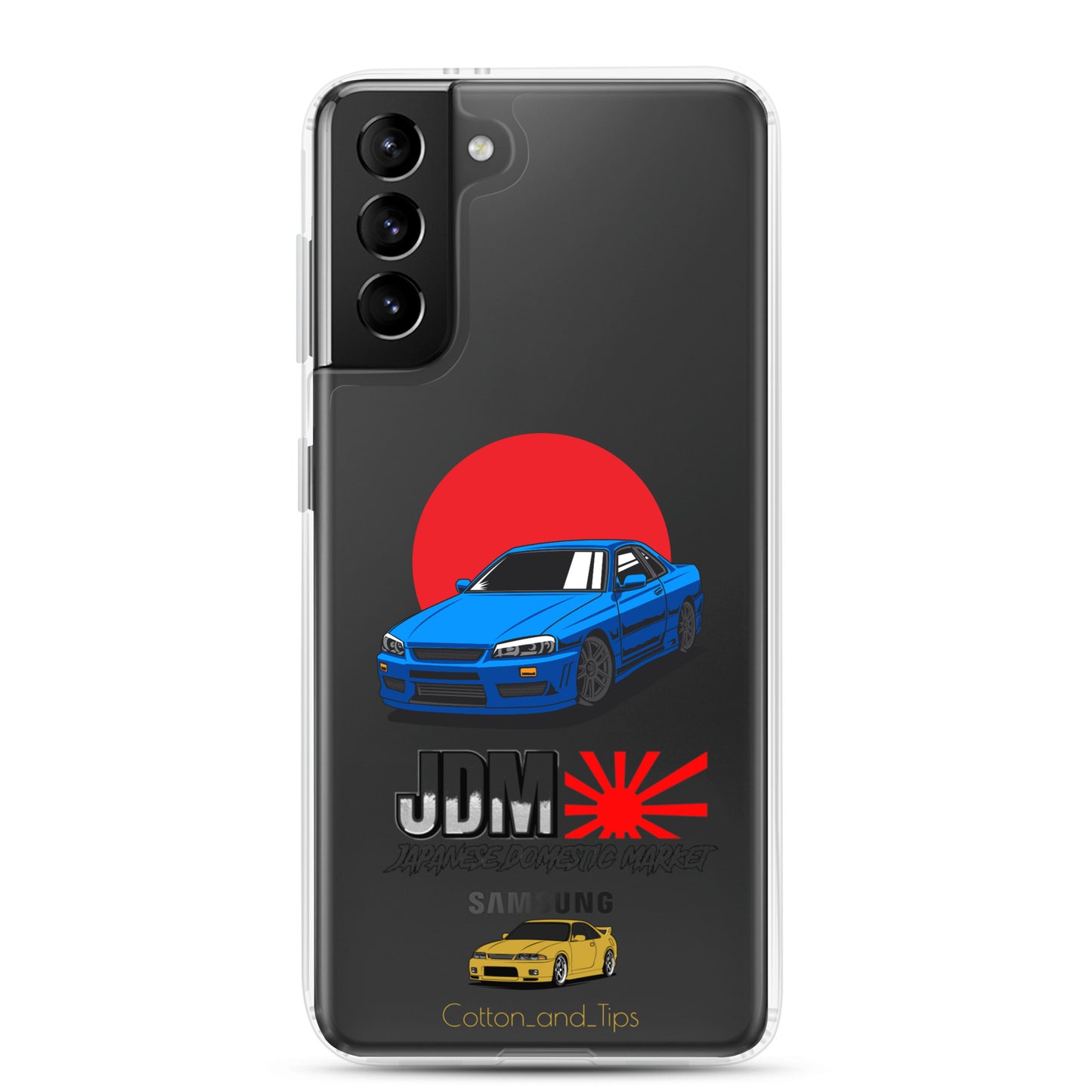 Blue R34 Skyline Cover with Japanese Flag Background (JDM) Samsung® S10 - S22 Ultra