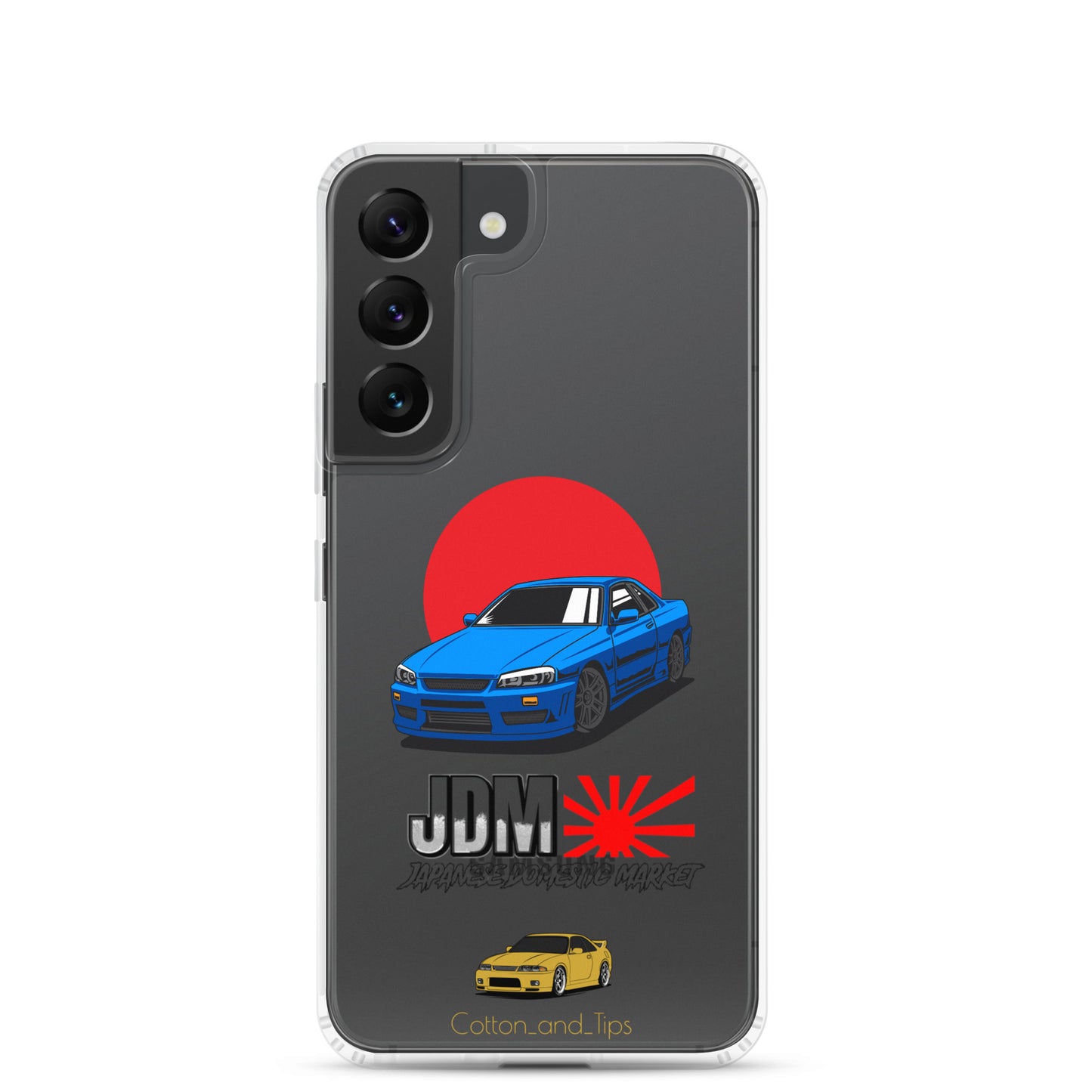 Blue R34 Skyline Cover with Japanese Flag Background (JDM) Samsung® S10 - S22 Ultra