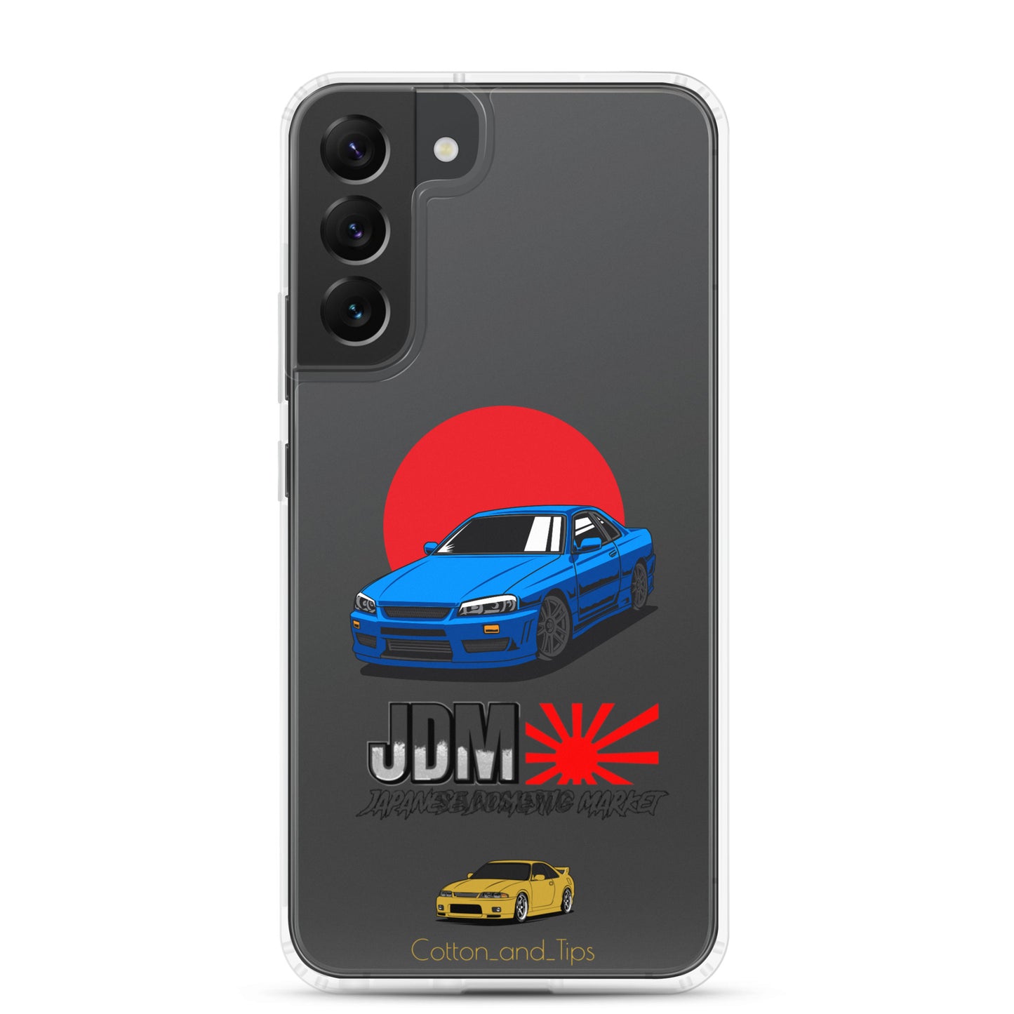 Blue R34 Skyline Cover with Japanese Flag Background (JDM) Samsung® S10 - S22 Ultra