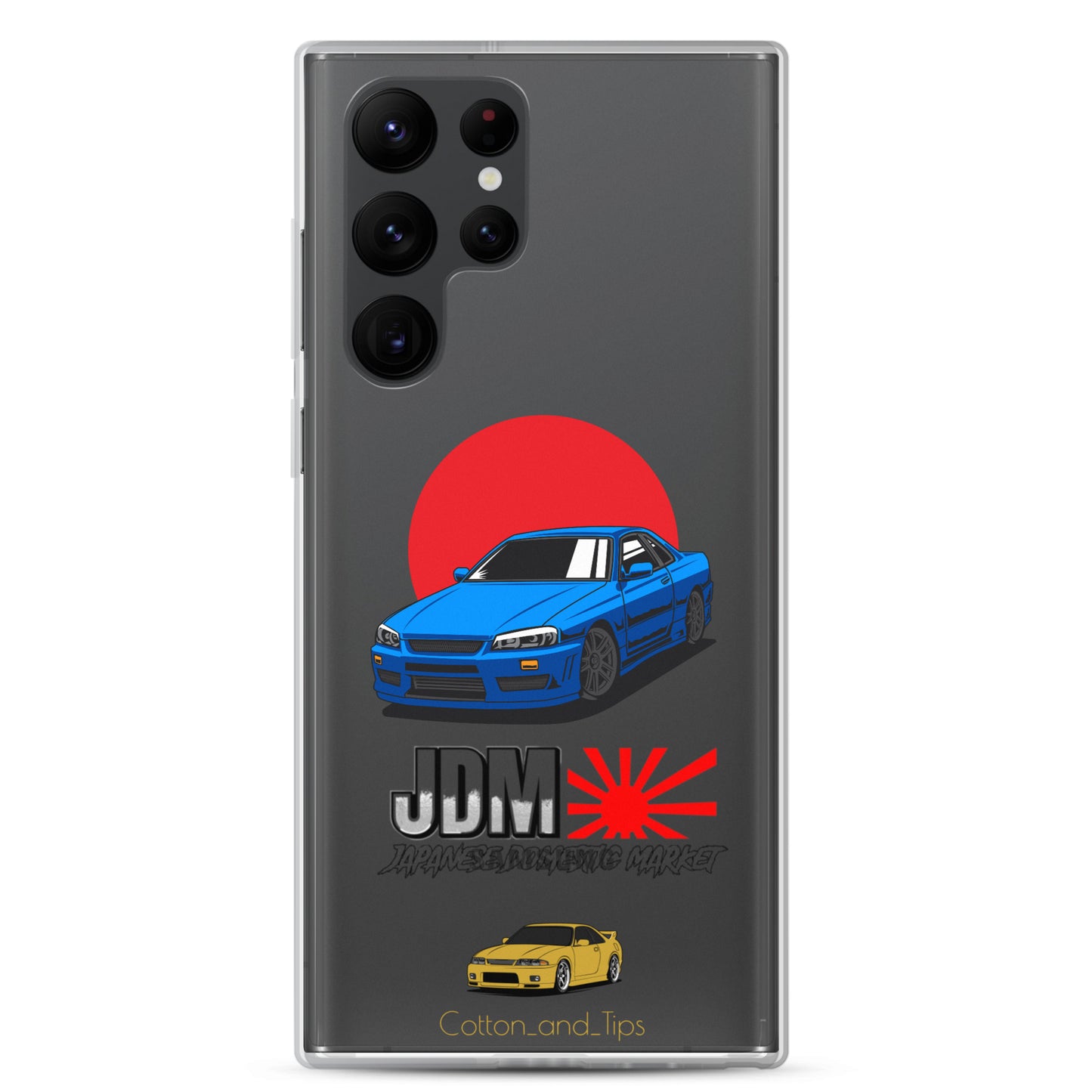 Blue R34 Skyline Cover with Japanese Flag Background (JDM) Samsung® S10 - S22 Ultra