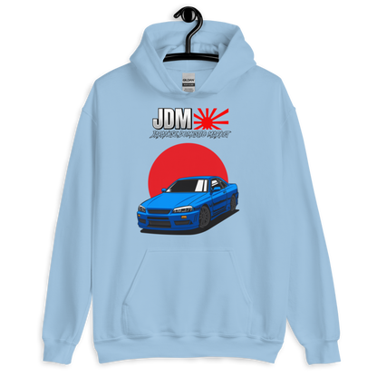 Nissan Skyline R34 Blue Japanese Flag (JDM) Unisex Hoodie