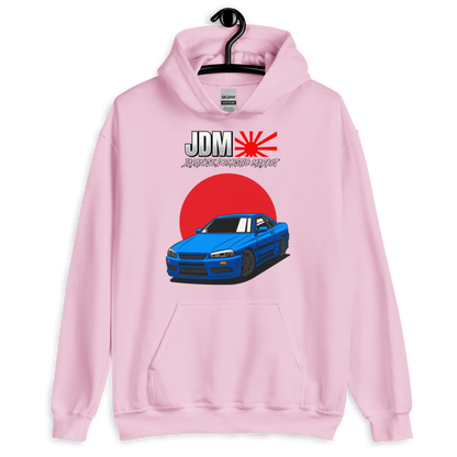 Nissan Skyline R34 Blue Japanese Flag (JDM) Unisex Hoodie