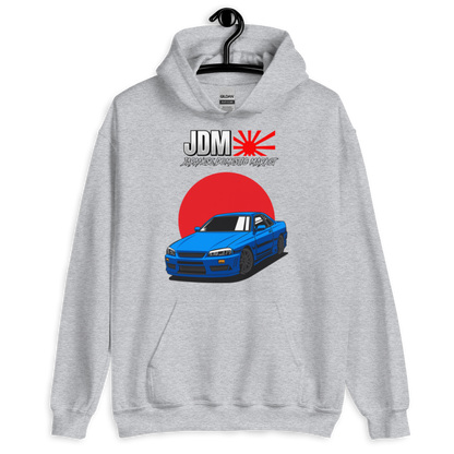 Nissan Skyline R34 Blue Japanese Flag (JDM) Unisex Hoodie