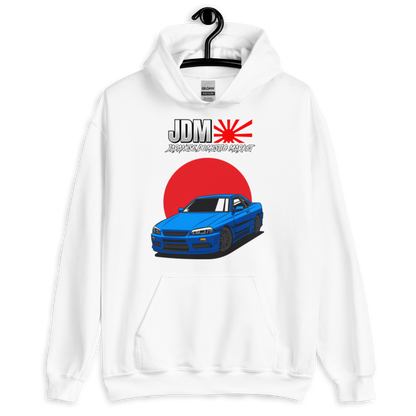 Nissan Skyline R34 Blue Japanese Flag (JDM) Unisex Hoodie