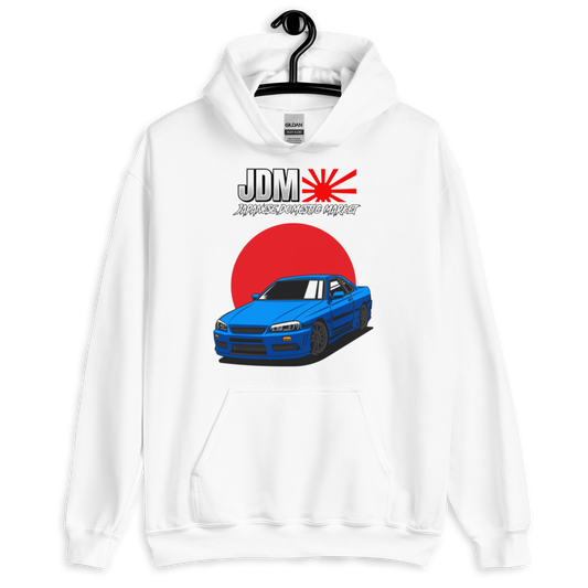 Nissan Skyline R34 Blue Japanese Flag (JDM) Unisex Hoodie